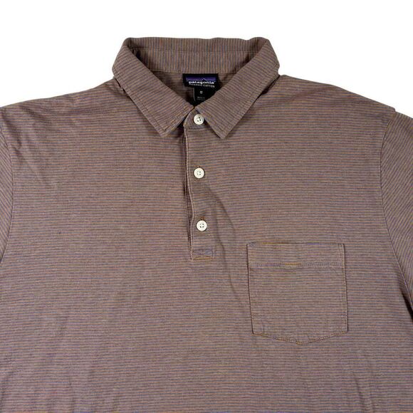 Patagonia Squeaky Clean Polo Mens Medium Orange and Blue Short Sleeve Shirt - Picture 2 of 9